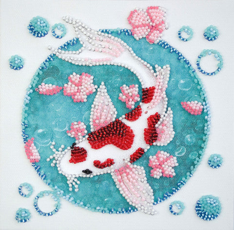 Biseriu siuvinėtas paveikslas „Koi karpis“ 15x15 cm, rinkinys AM-246