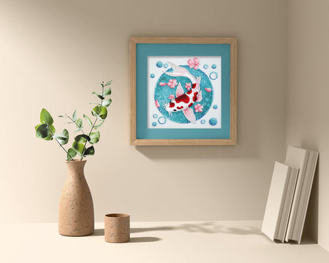 Biseriu siuvinėtas paveikslas „Koi karpis“ 15x15 cm, rinkinys AM-246