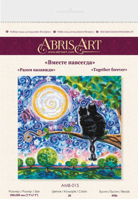Vidutinio dydžio biserio siuvinėjimo rinkinys „Kartu amžinai“, 20x20 cm rankdarbių paveikslui