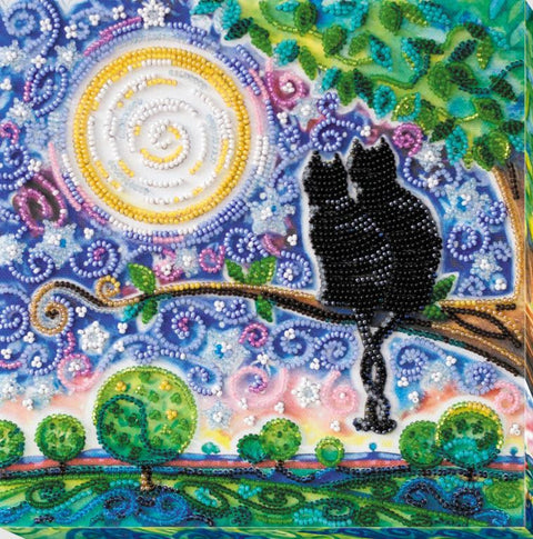 Vidutinio dydžio biserio siuvinėjimo rinkinys „Kartu amžinai“, 20x20 cm rankdarbių paveikslui