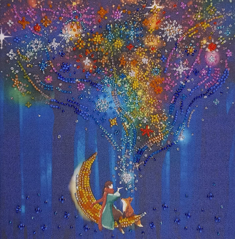 Karoliukų (biserio) siuvinėjimo paveikslo rinkinys „Svajotoja“ 20x20 cm, Abris Art