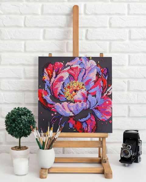 Karoliukų siuvinėjimo rinkinys „Time to Bloom“, vidutinio dydžio 20x20 cm