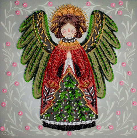 Karoliukų siuvinėjimo rinkinys „Kalėdų stebuklo sergėtojas“, 20×20 cm