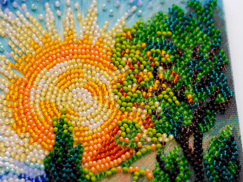 Karoliukų siuvinėjimo komplektas „Vasariniai prisiminimai“ 20x20 cm