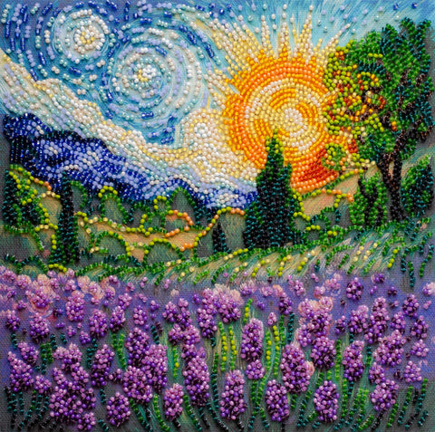 Karoliukų siuvinėjimo komplektas „Vasariniai prisiminimai“ 20x20 cm