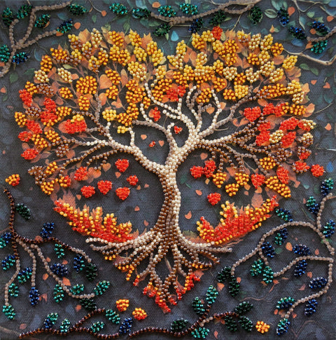Vidutinis siuvinėjimo karoliukais rinkinys „Šilti jausmai“, 20x20 cm paviršius