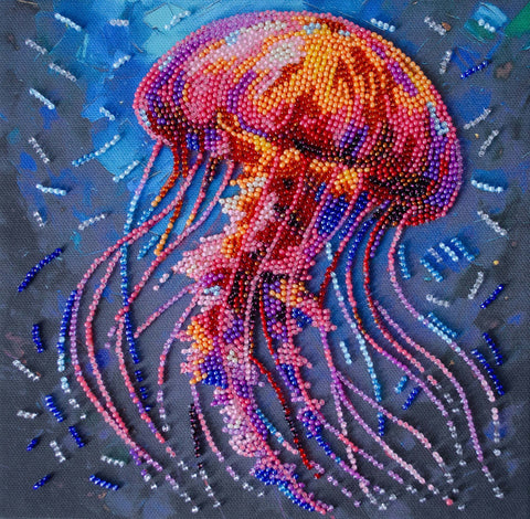 Vidutinis siuvinėjimo karoliukais rinkinys „Pavojinga gracija“, 20x20 cm