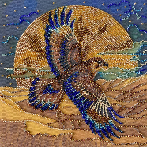 Karoliukų siuvinėjimo komplektas „Dykumos sparnai“ 20x20 cm rankdarbiams