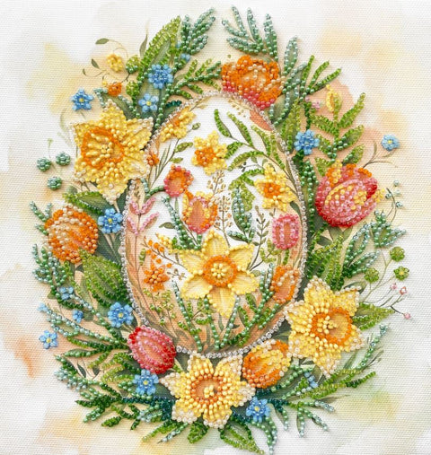 Velykinis karoliukų siuvinėjimo rinkinys „Velykų simbolis“, 20 x 20 cm dekoratyvinei puošybai