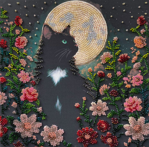 Siuvinėjimo karoliukais rinkinys „Negaliu užmigti“, vidutinis dydis 20x20 cm