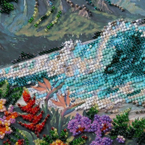 Siuvinėjimo karoliukais rinkinys „Blue Lagoon“ dekoratyviniam paveikslui, 20x20 cm