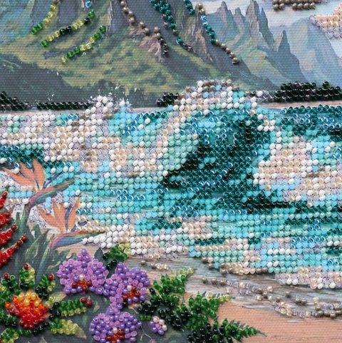 Siuvinėjimo karoliukais rinkinys „Blue Lagoon“ dekoratyviniam paveikslui, 20x20 cm