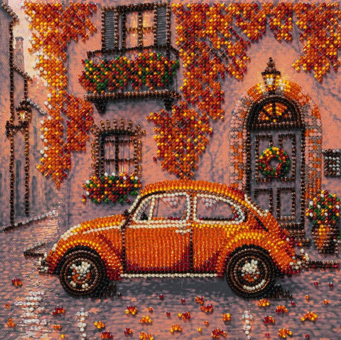 Siuvinėjimo karoliukais rinkinys „Rudens kvartalas“ 20 x 20 cm