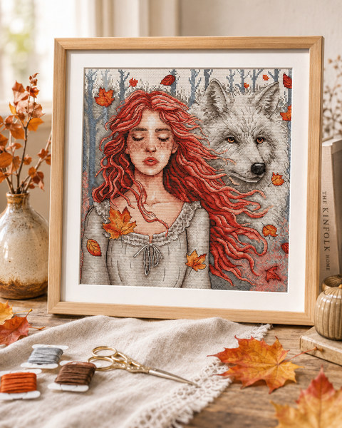Siuvinėjimo kryželiu rinkinys „Rudens tyla“ 27,2 x 26,8 cm