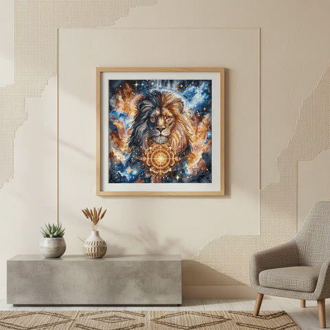 Skersinis siuvinėjimo komplektas „Dangiškasis liūtas“ 32×32 cm, AVA-P194