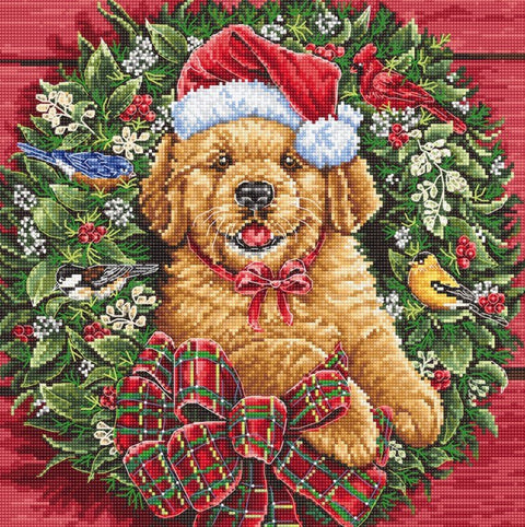 Siuvinėjimo rinkinys Christmas Puppy 26x26cm SLETIL8053 - 🧶kaSiulai.lt