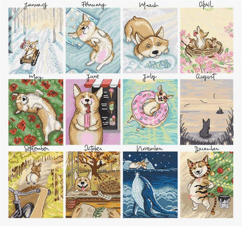 Siuvinėjimo rinkinys Counted "Doggy Calendar" 43x41cm SLETIL8086 - 🧶kaSiulai.lt