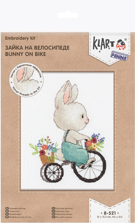 KLART „Triušis ant dviračio“ – kryželių siuvinėjimo rinkinys vaikams