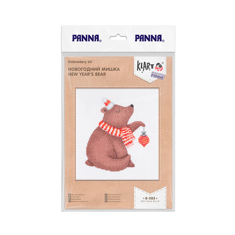 KLART kryželių siuvinėjimo rinkinys „Naujųjų metų meškiukas“, 15 × 13,5 cm