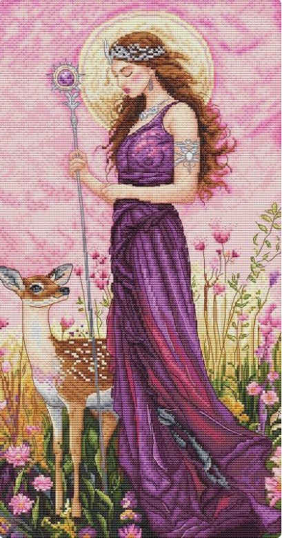 Siuvinėjimo kryželiu rinkinys „Pavasario deivė“ 36 x 19 cm