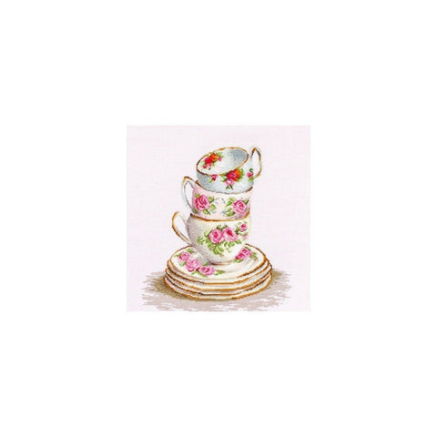 Siuvinėjimo rinkinys Luca-S 3 Stacked Tea Cups SBA2323 25x28.5cm - kaSiulai.lt