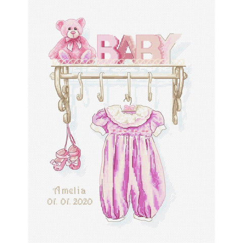 Siuvinėjimo rinkinys Luca-S Baby Girl Birth SB1175 16.5x24.5cm - kaSiulai.lt