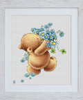 Siuvinėjimo rinkinys Luca-S Bear with Forget-me-not Flowers SB1052 13.5x15.5cm - kaSiulai.lt