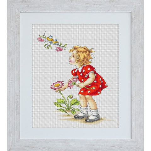 Siuvinėjimo rinkinys Luca-S Girl in Red Dress SB1050 19.5x24cm - kaSiulai.lt