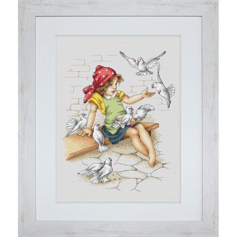 Siuvinėjimo rinkinys Luca-S Girl with Pigeons SB1051 18x22.5cm - kaSiulai.lt