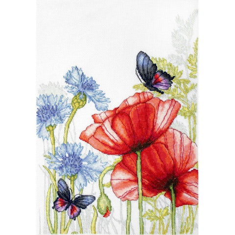 Siuvinėjimo rinkinys Luca-S Poppies and Butterflies SBU4018 22.5x31cm - kaSiulai.lt