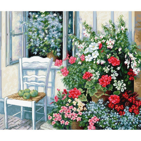 Siuvinėjimo rinkinys Luca-S Terrace with Flowers SBU4017 38x32cm - kaSiulai.lt