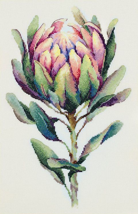 PANNA „Protea“ kryželių siuvinėjimo rinkinys 24,5×38 cm – stilinga dovana ir sienų dekoras