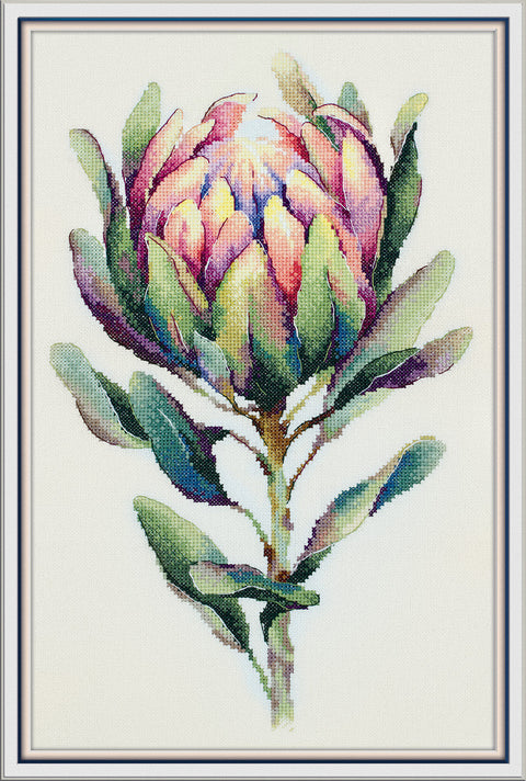PANNA „Protea“ kryželių siuvinėjimo rinkinys 24,5×38 cm – stilinga dovana ir sienų dekoras