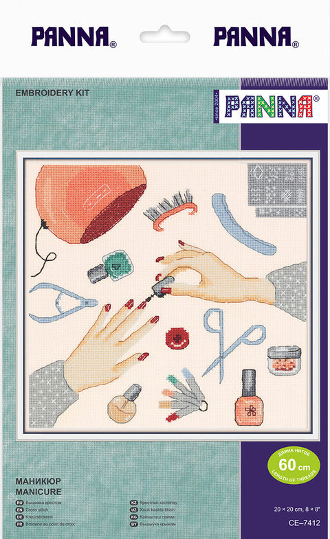 Siuvinėjimo kryželiu rinkinys PANNA „Manikiūras“ 20×20 cm paveikslui
