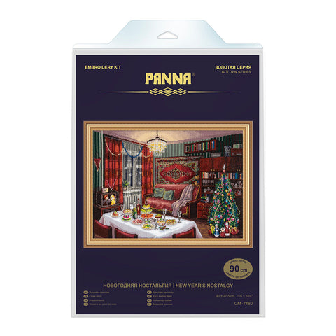 PANNA kryželių siuvinėjimo rinkinys „Naujųjų metų nostalgija“ 40 × 27,5 cm – naujametis žiemos motyvas