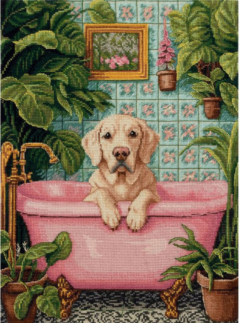 Kryželiu siuvinėjimo rinkinys „Vandens pramogos“ gyvūnų motyvais, 22x29,5 cm