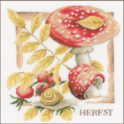 Rudeninis kryželių siuvinėjimo rinkinys „Fall“ namų dekorui, 25x25 cm