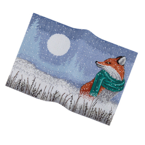 Siuvinėjimo rinkinys paso viršeliui „Žiemos lapė“, 20×13,5 cm, Aida 18, PANNA