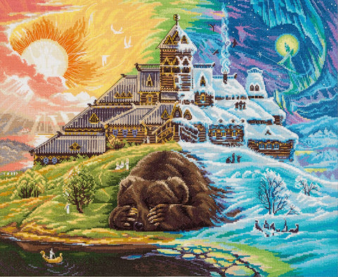 Siuvinėjimo rinkinys „Prabudimas“ kryželiu — įkvepiantis interjero paveikslas - kaSiulai.lt