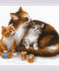 Siuvinėjimo rinkinys Riolis 1811 Katė ir kačiukai - kaSiulai.lt