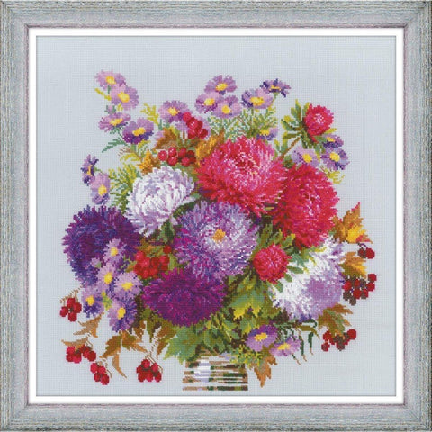 Siuvinėjimo rinkinys RIOLIS Bouquet with Asters 1773 40x40cm - kaSiulai.lt