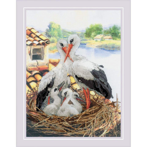 Siuvinėjimo rinkinys RIOLIS PT Stork Family 0088PT 30x40cm - kaSiulai.lt