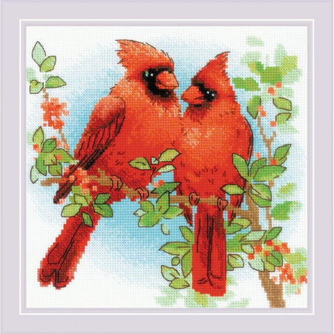 Siuvinėjimo rinkinys RIOLIS Red Cardinals 2096 20x20cm - kaSiulai.lt