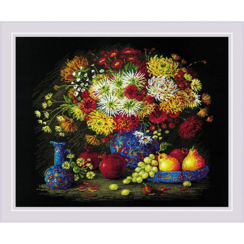 Siuvinėjimo rinkinys RIOLIS Still Life with Chrysanthemums 2068 50x40cm - kaSiulai.lt