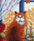 Siuvinėjimo rinkinys „Rudens raudonplaukė“ — Aida 14, 24 spalvos, 22×15 cm - kaSiulai.lt