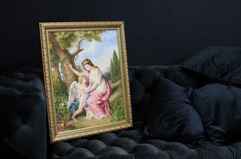 Siuvinėjimo kryželiu rinkinys „Moteris su Kupidonu 1792“ rankdarbiams