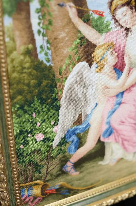 Siuvinėjimo kryželiu rinkinys „Moteris su Kupidonu 1792“ rankdarbiams
