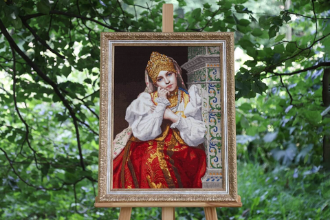 Siuvinėjimo kryželiu rinkinys „Bojarinė“ ant 18 ct „Zweigart“ drobės, S/MK116