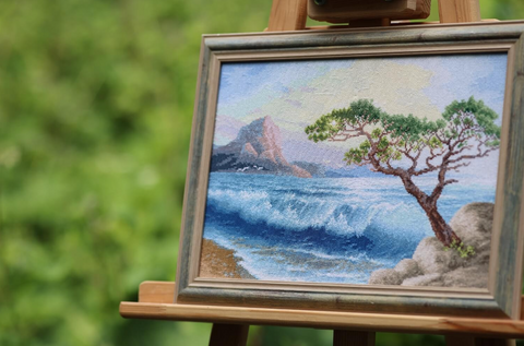 Siuvinėjimo kryželiu rinkinys „Surf“ pajūrio peizažui, kodas S/MM026