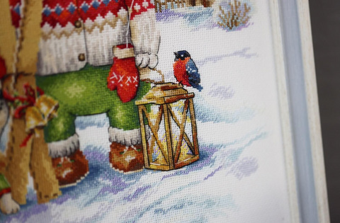 Kryželių siuvinėjimo rinkinys „Linksmas slidininkas“ S/VK087 – žiemiškas skandinaviškas dizainas